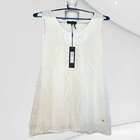 Donna Karan Double Layer White Lace Knit Tank – Size Medium - Picture 1 of 8
